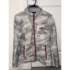 North Face Jacket Women's Apex Bionic Camo Size Medium Softshell Zip Grey/Pink